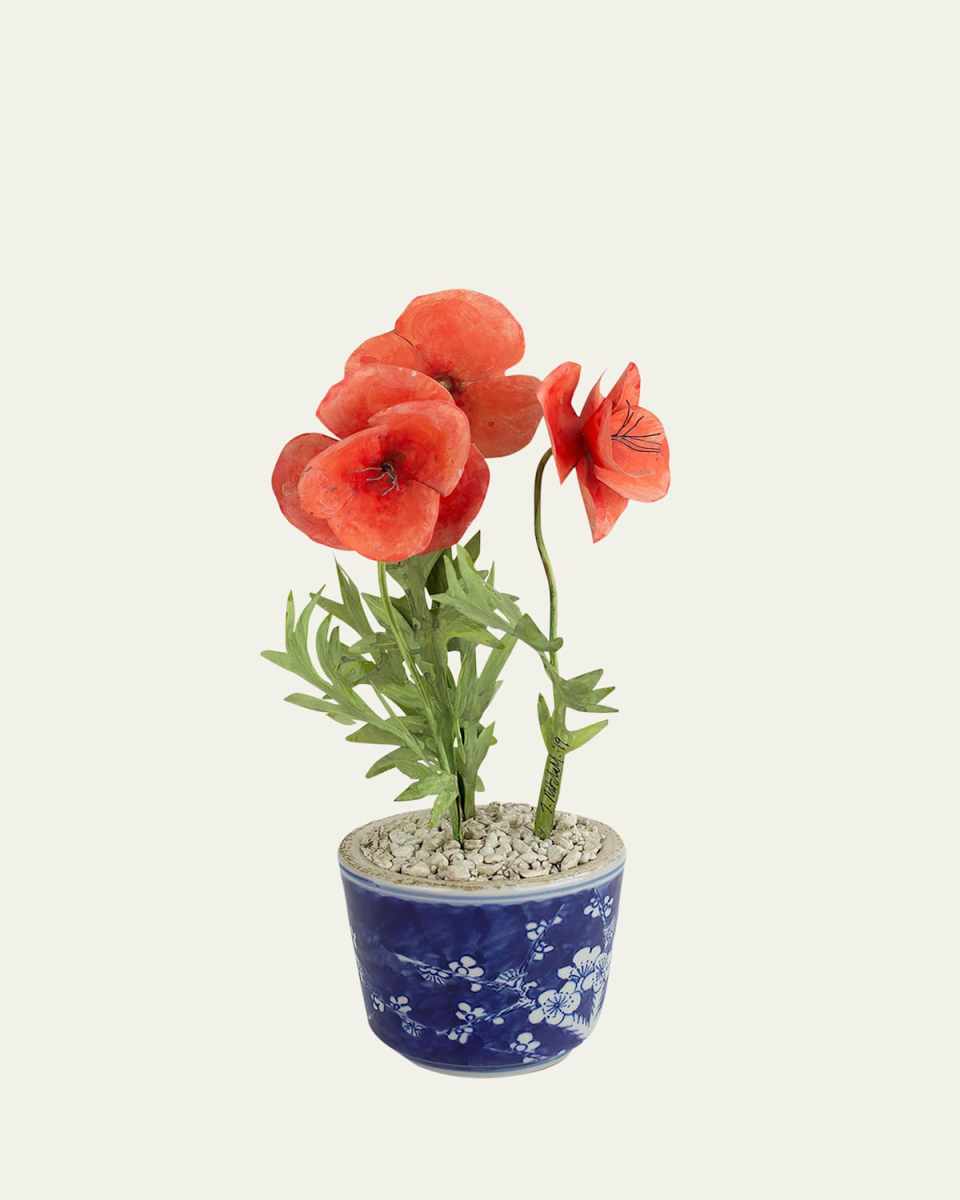 Poppy August Birth Flower in Ceramic Pot